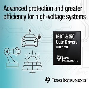 TI, IGBT 및 SiC MOSFET 센싱 통합한 절연 게이트 드라이버 출시